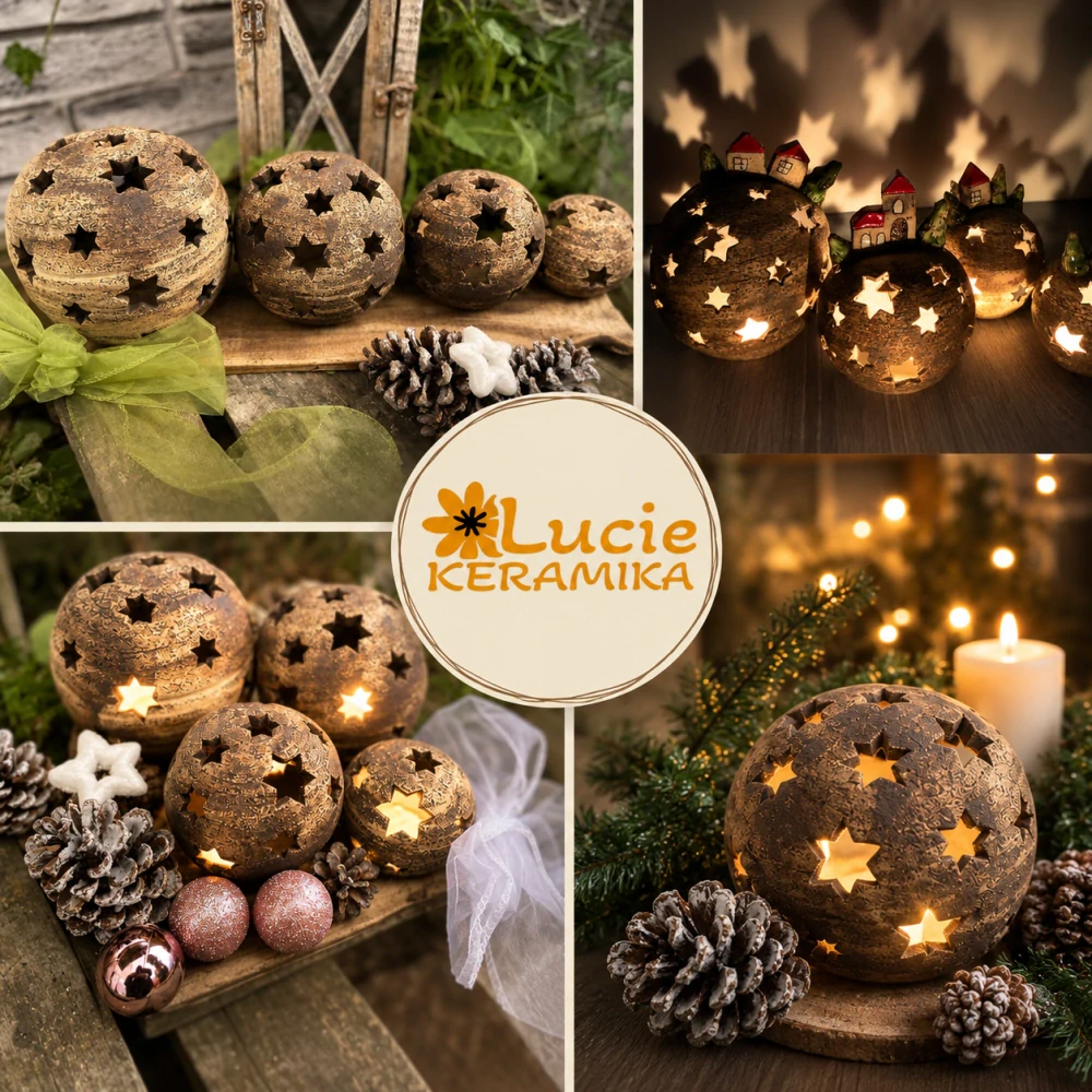 Adventní sada čtyř kouliček - výřez hvězdičky