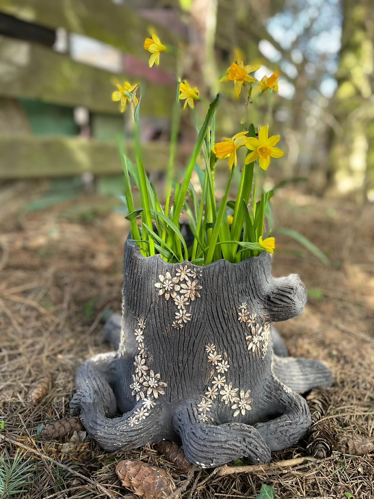 Pařez květináč rozkvetlý 20 cm